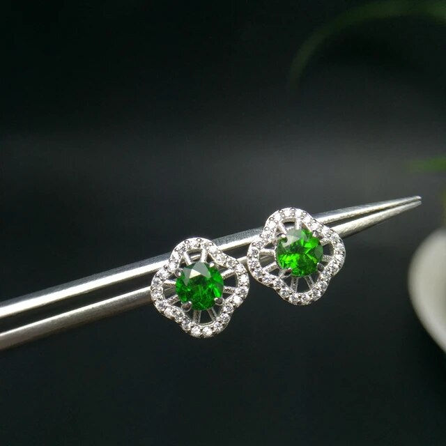 Thumbnail: Natural Diopside Earrings,925 Silver Earrings ,Gemstone Earrings,Gifts For Her
