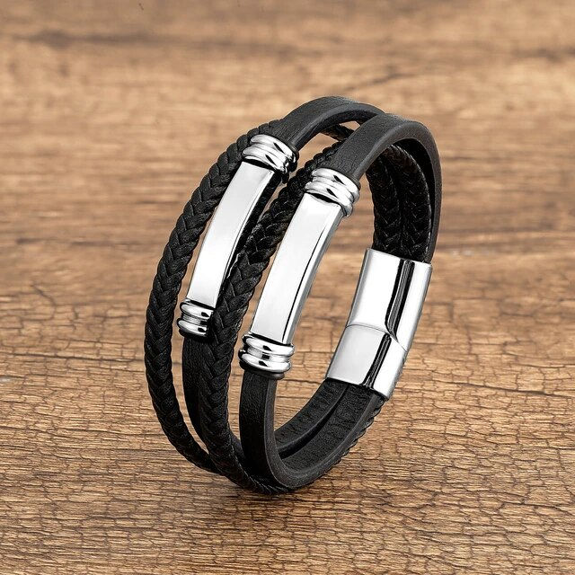 Miniatura: Retro Style Men's Jewelry Multilayer Weave Leather Rope Bracelet Charm Bracelet