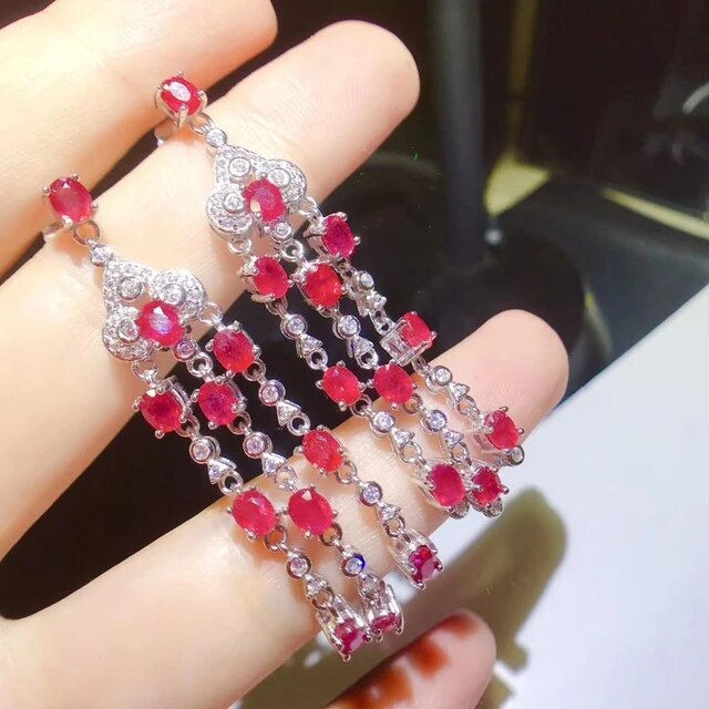 Miniatura: Natural Ruby Earrings,925 Silver Earrings ,Gemstone Tassel Earrings,Gift For Her