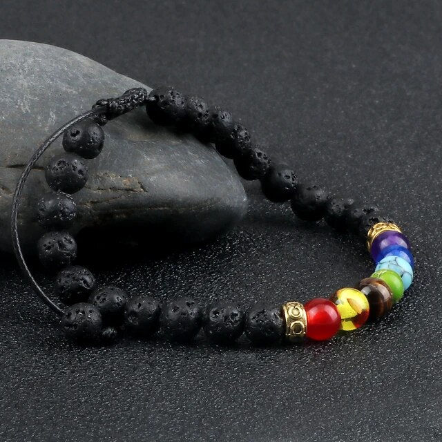 Thumbnail: 2 Pcs/Set 7 Chakra Healing Bracelets for Women Men Trendy Handmade Braided Yoga