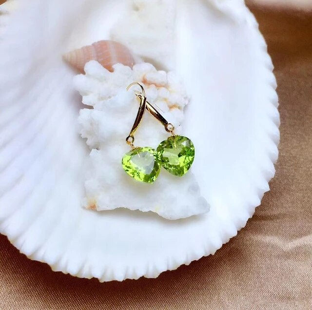 Miniatura: 18K Gold Natural Olivine Earrings,925 Silver Earrings ,Gemstone Earrings