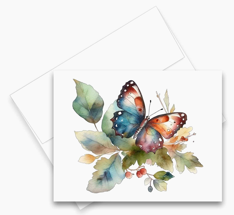 Thumbnail: Assorted Butterfly Greeting Cards, Set of 6, Blank Notecards