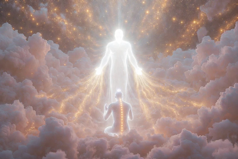 a person with their spiritual guide and higher self