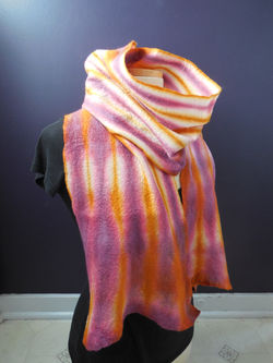 Shibori dyed wool felt scarf