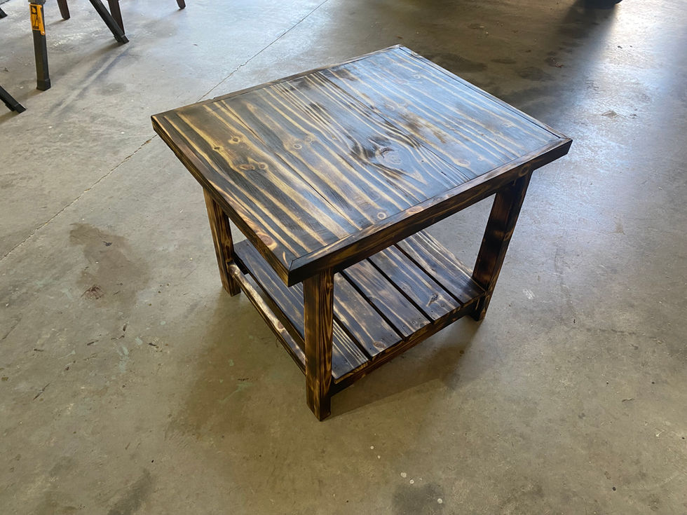 Outdoor/indoor wood burned table