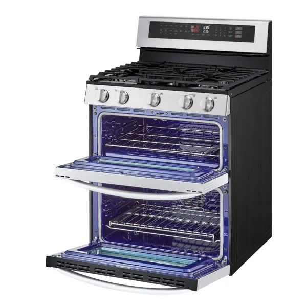 Thumbnail: LG 6.9 cu. ft. Smart Wi-Fi Enabled Gas Double Oven Free-Standing Range