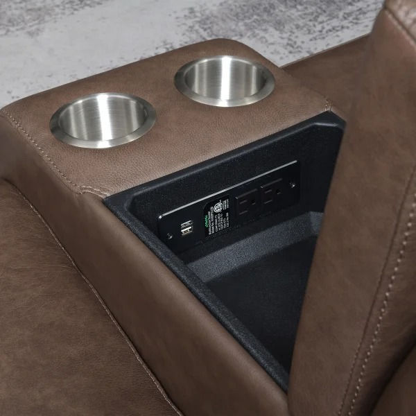 Thumbnail: Atlas 3-piece Leather Power Reclining Sectional with Power Headrests - Top Grain