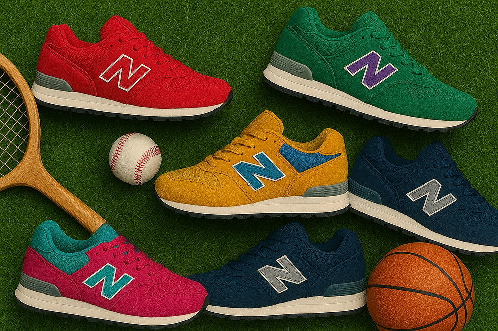 New Balance shoes with sports equipment 