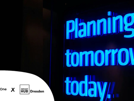 Heute das Morgen planen, Veranstaltungsbanner; eine Veranstaltung von SuccessionOne und dem ImpactHub Dresden