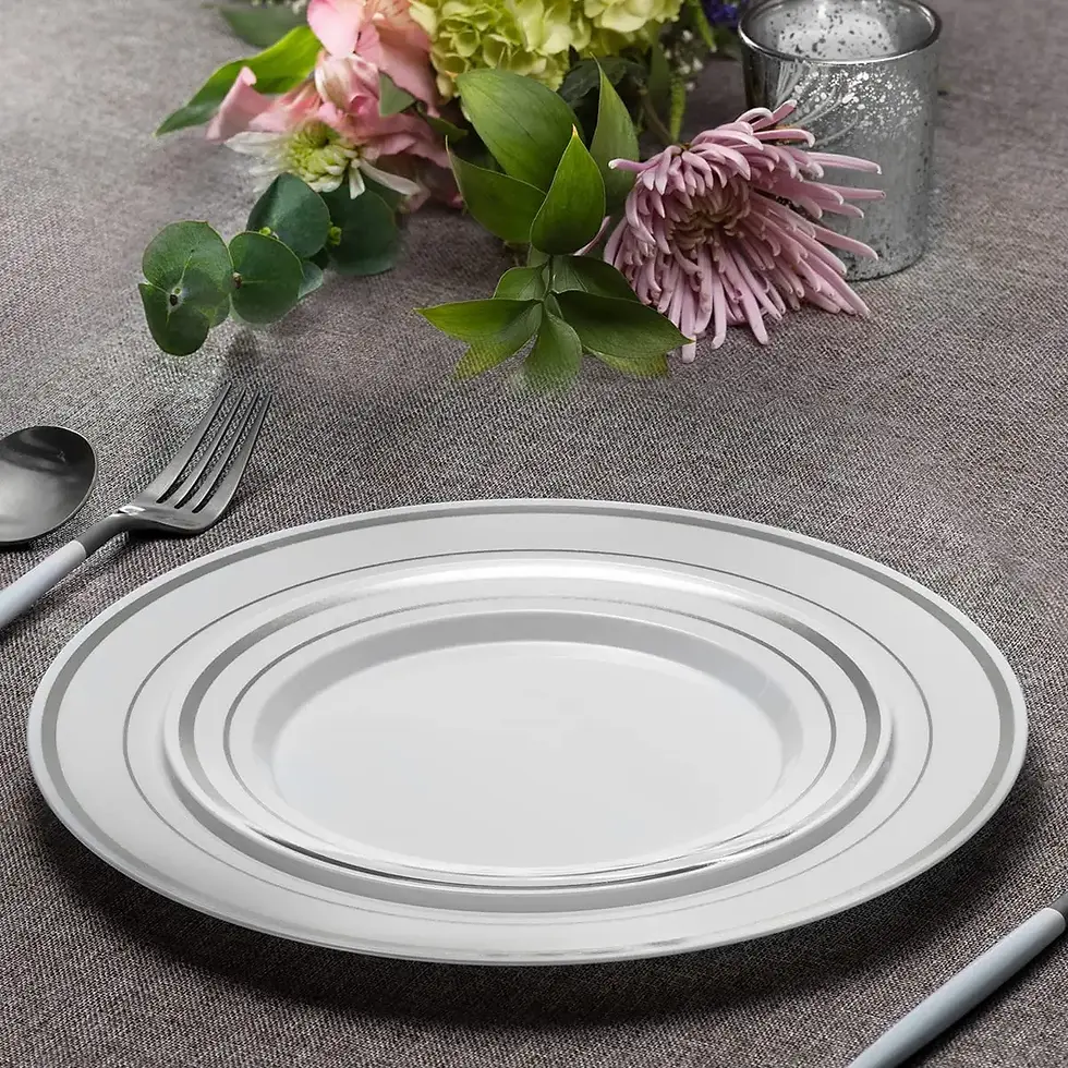 Thumbnail: 25/10pcs Silver Plastic Plates-Disposable Plastic Plates