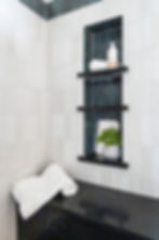 black white shower shampoo niche