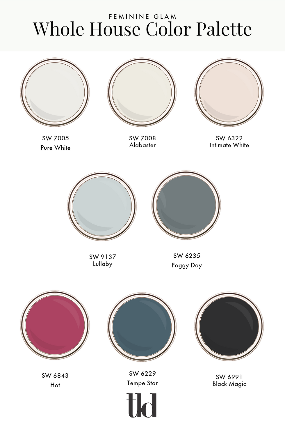 feminine glam whole house color palette