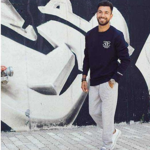 Produktbild HERREN BIO-BAUMWOLL PULLOVER "MMXVII", french navy, Model geht