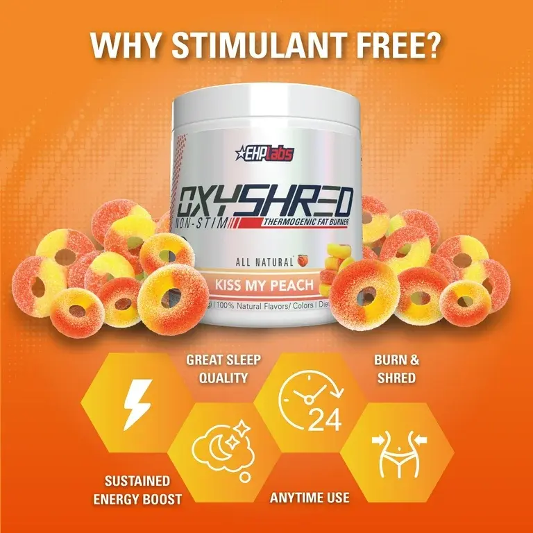 Thumbnail: EHP LABS OxyShred Non-Stim Thermogenic Fat Burner (33 Servings), Kiss My Peach