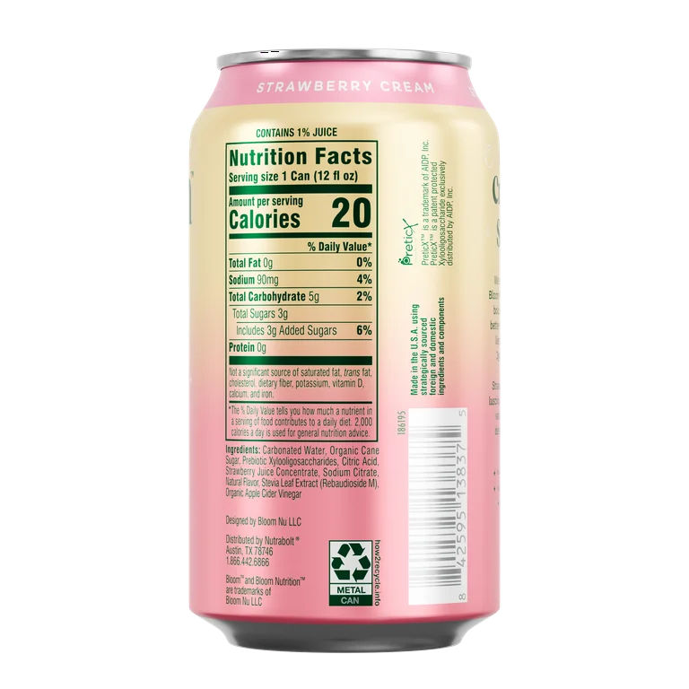 Thumbnail: Bloom Pop Prebiotic Soda, Strawberry Cream