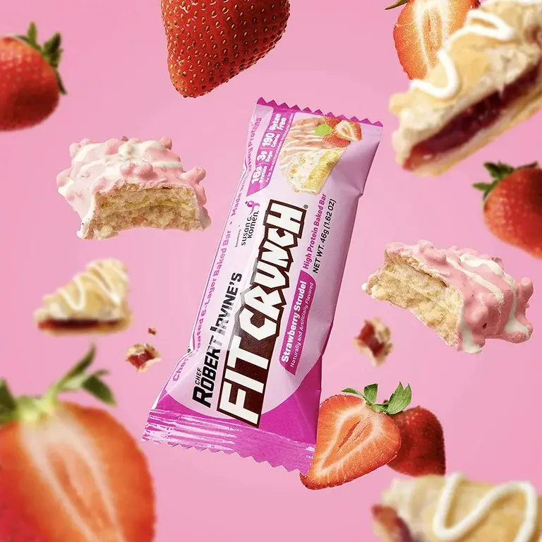 Thumbnail: FITCRUNCH High Protein Baked Bar (Strawberry Strudel)