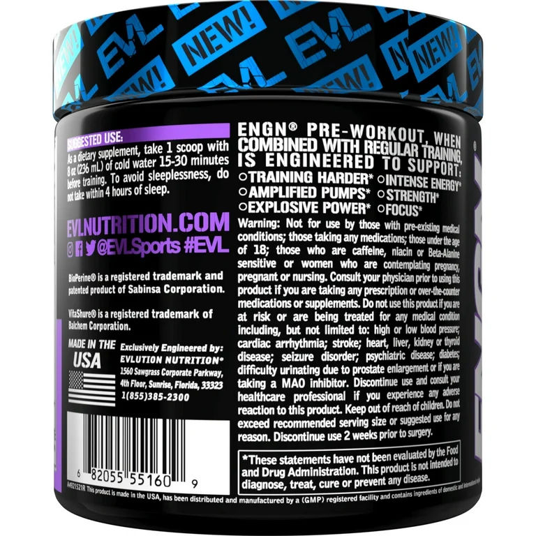 Thumbnail: EVLution Nutrition ENGN Pre-Workout (30 Servings), Furious Grape