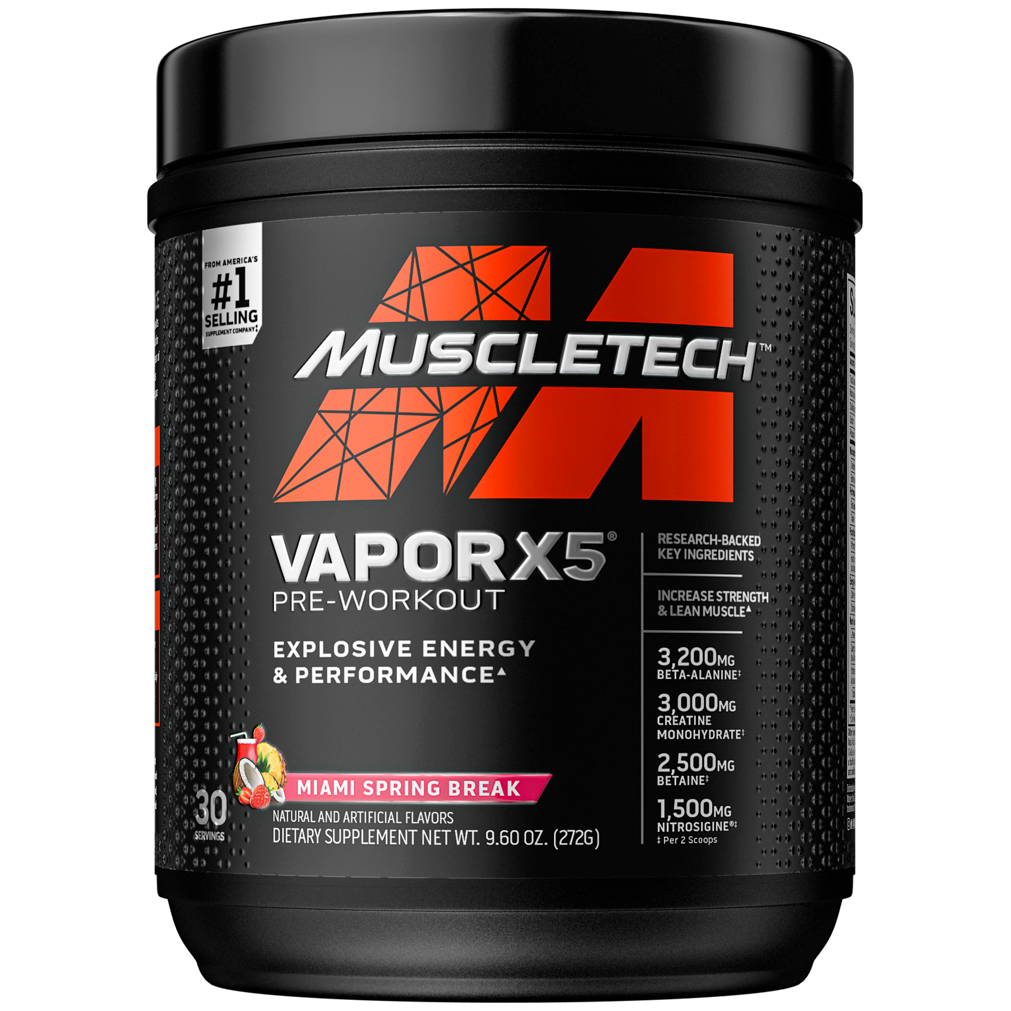 MuscleTech Vapor X5 Pre-Workout (30 Servings), Miami Spring Break