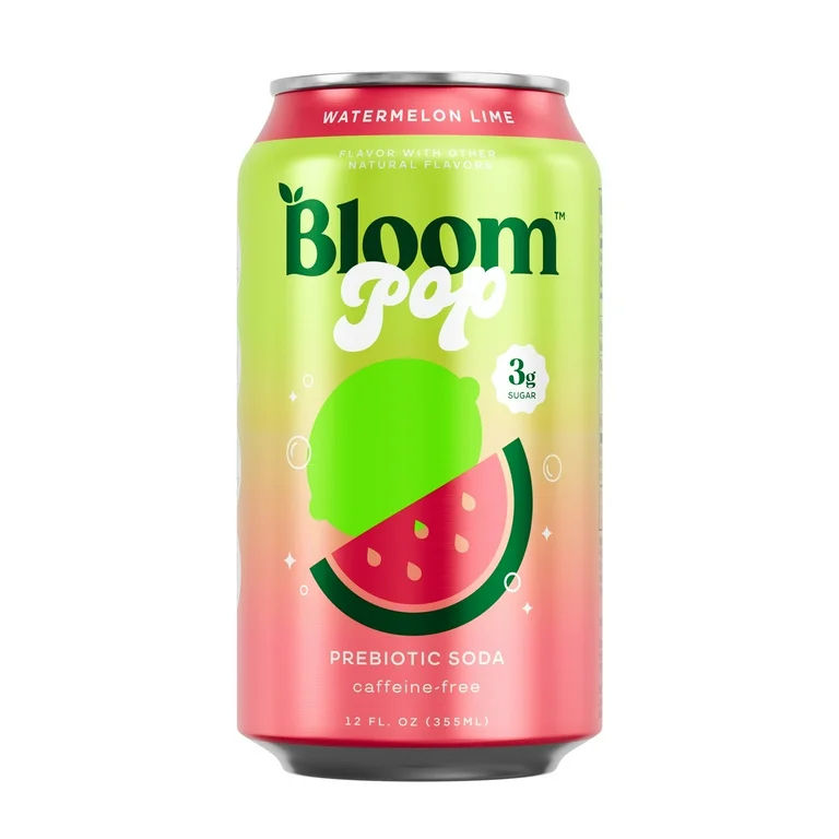 Thumbnail: Bloom Pop Prebiotic Soda, Watermelon Lime