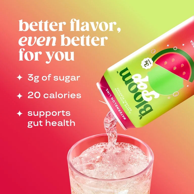 Thumbnail: Bloom Pop Prebiotic Soda, Watermelon Lime