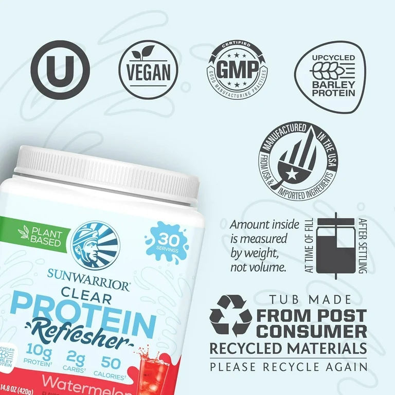 Thumbnail: Sunwarrior Clear Protein Refresher (30 Servings), Watermelon