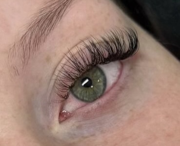 Close-up of lash extensions