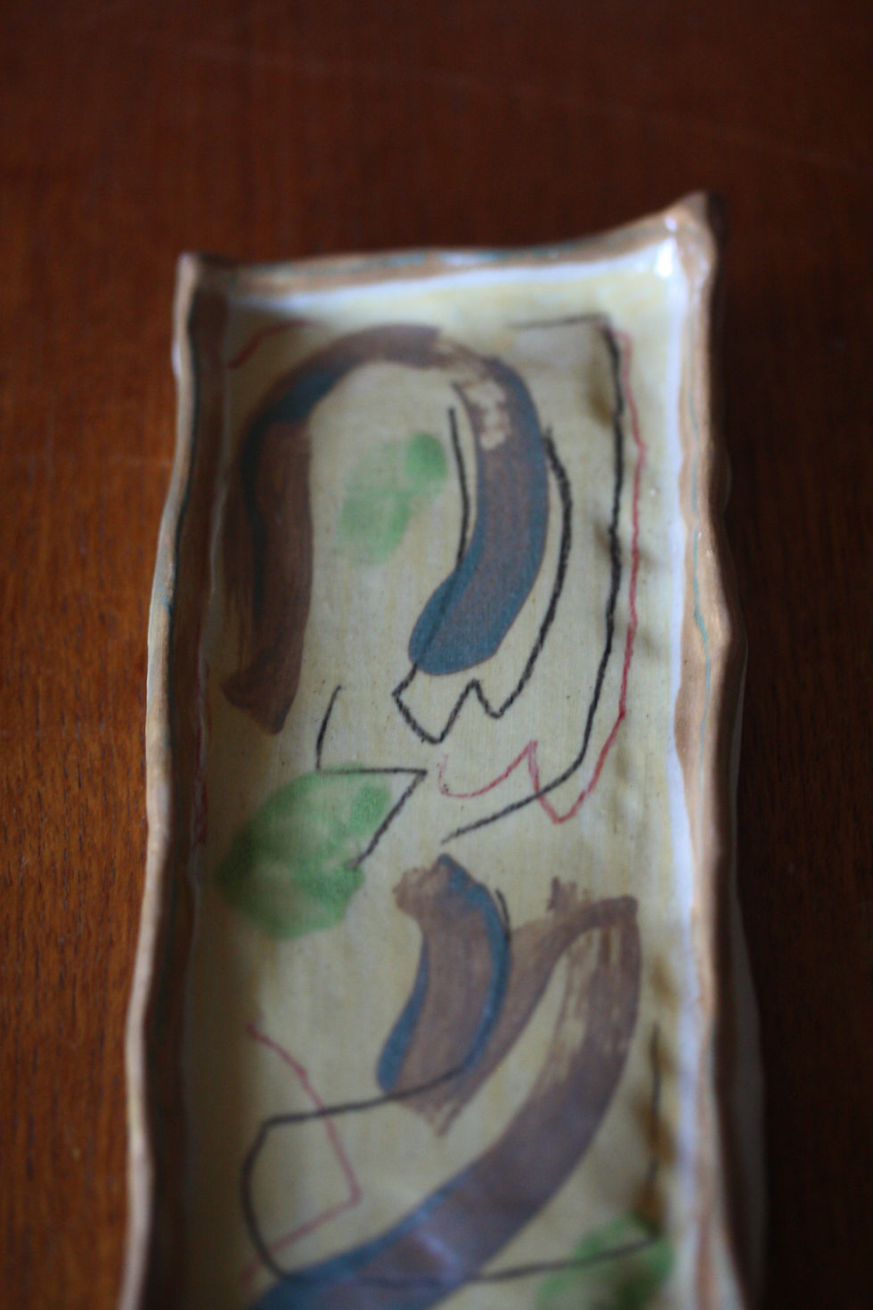 Thumbnail: Green + mustard doodle trinket dish