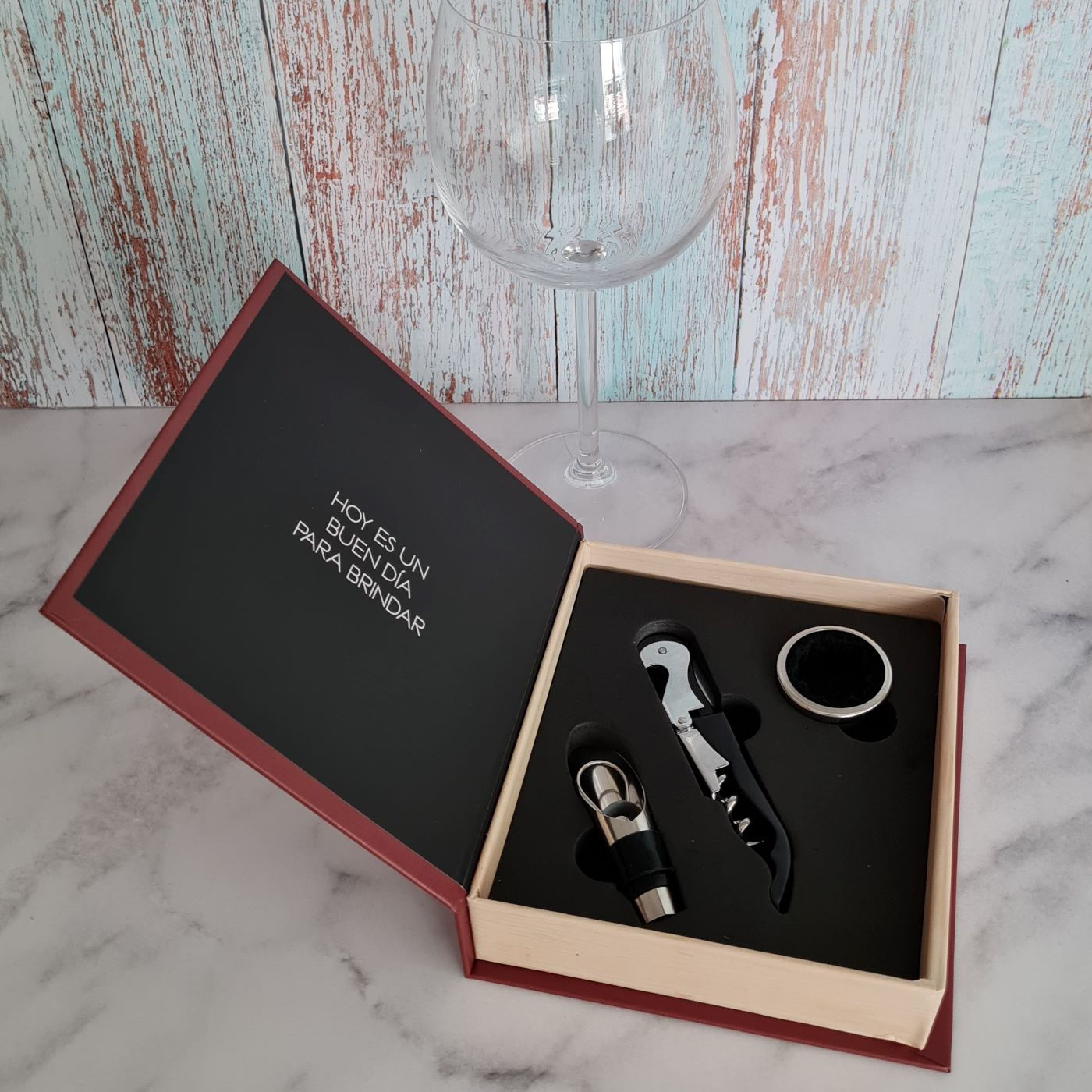 Caja accesorios vino "Wine O'Clock"