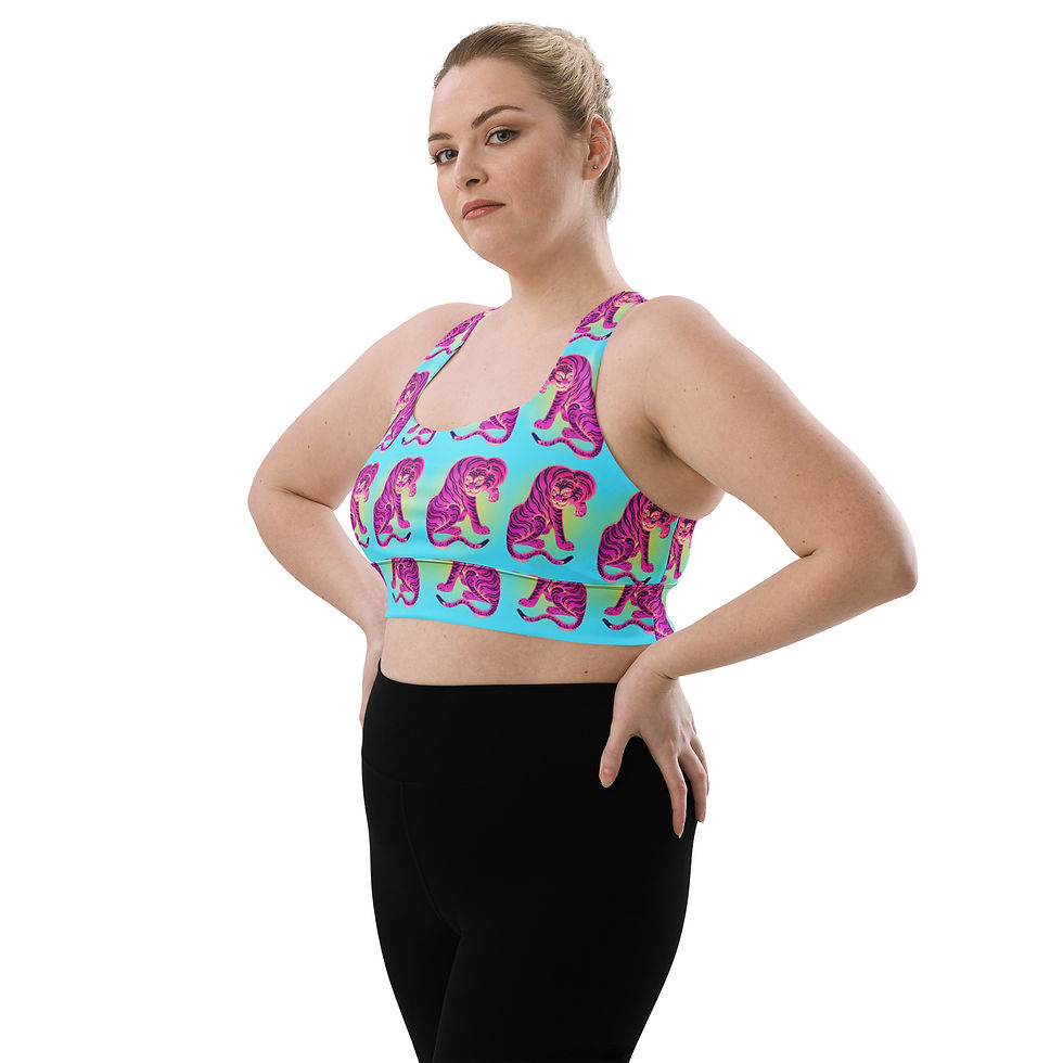 Thumbnail: Tiger licking its paw Longline Sports Bra