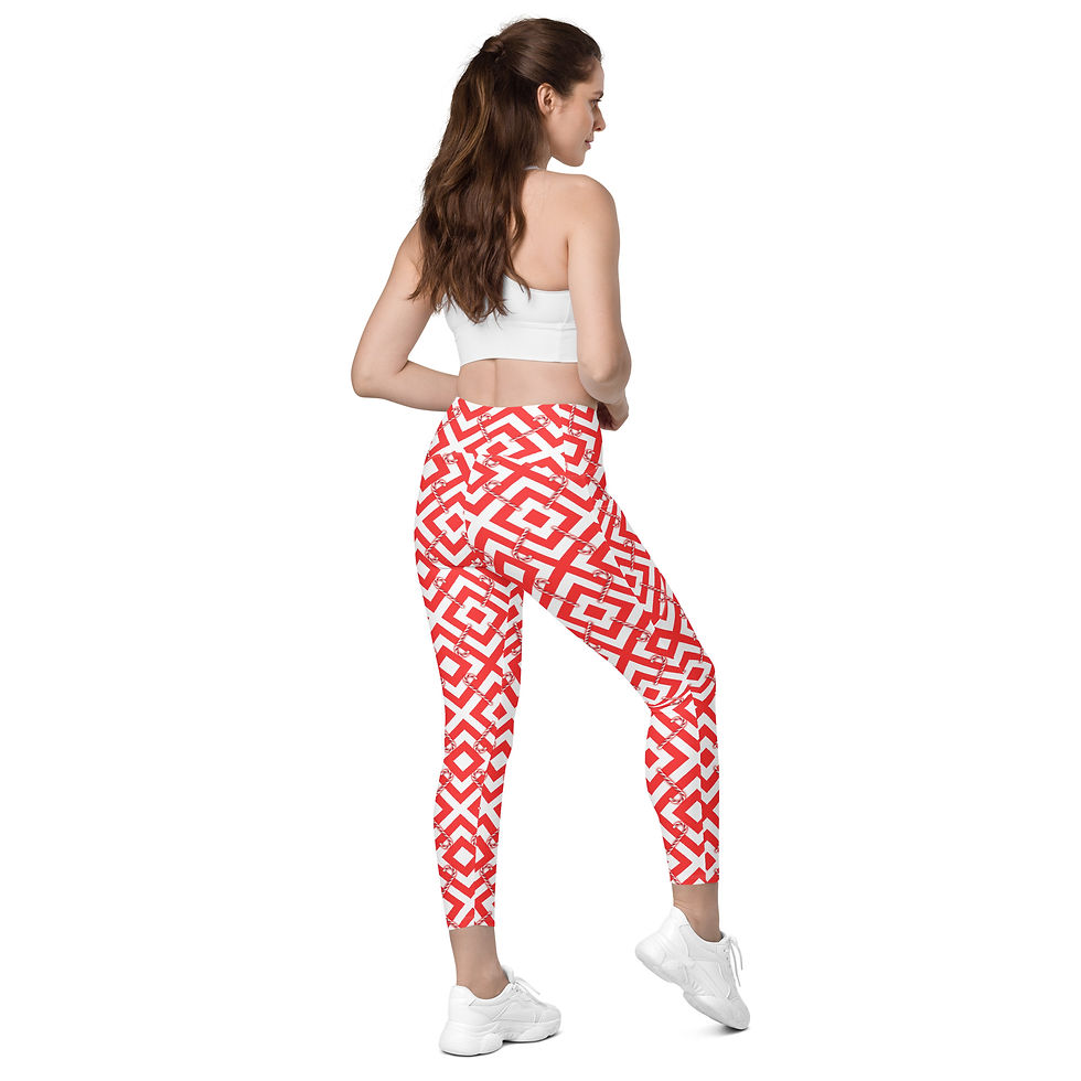 Thumbnail: Nikki Candy Canes Crossover leggings with pockets