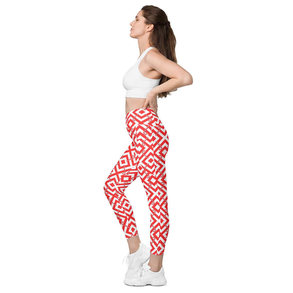 Thumbnail: Nikki Candy Canes Crossover leggings with pockets