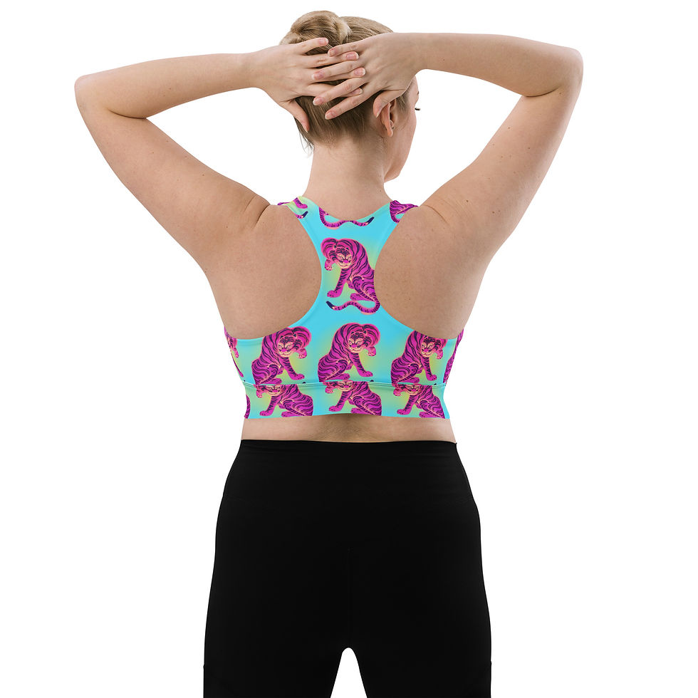Thumbnail: Tiger licking its paw Longline Sports Bra