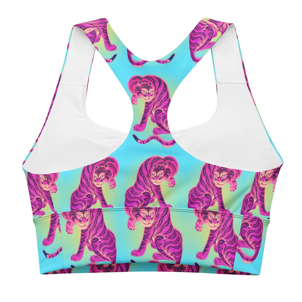 Thumbnail: Tiger licking its paw Longline Sports Bra
