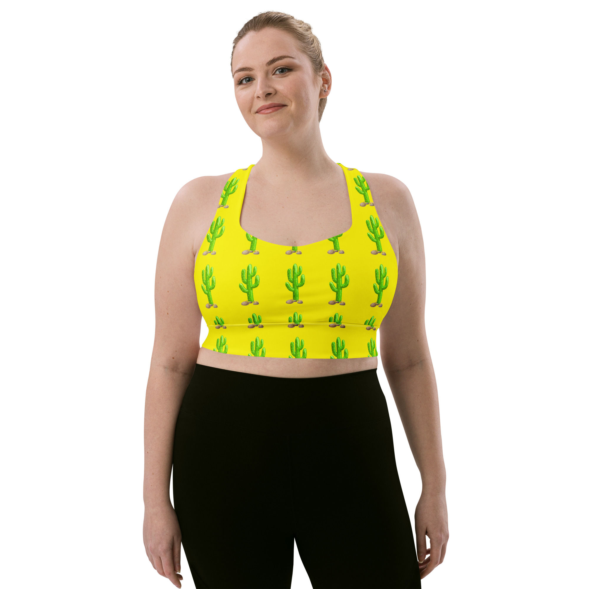 Acid yellow Cactus Longline Sports Bra