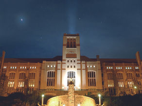 Universidad Federico Santa Maria illuminated at night