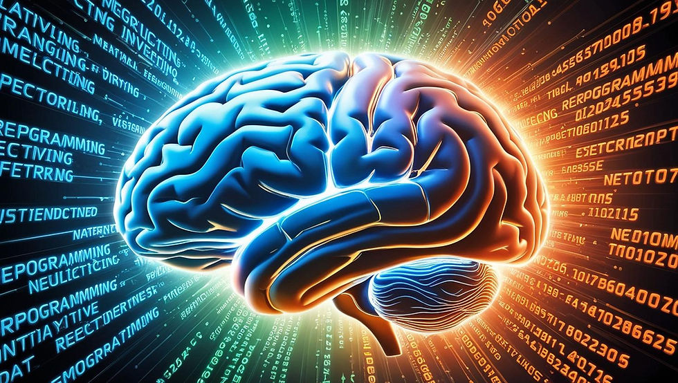 cerebro en actividad, fondo digital con muchas palabras y números que transmite reprograma