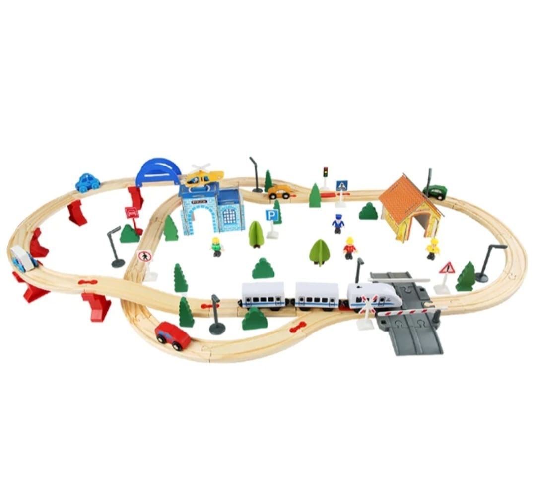 🚄 Pista de Tren de Madera “Train Track Series” – Set Premium
