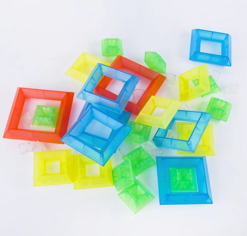 Miniatura: 🧩 Juego Didáctico de Construcción – Bloques Geométricos Traslúcidos