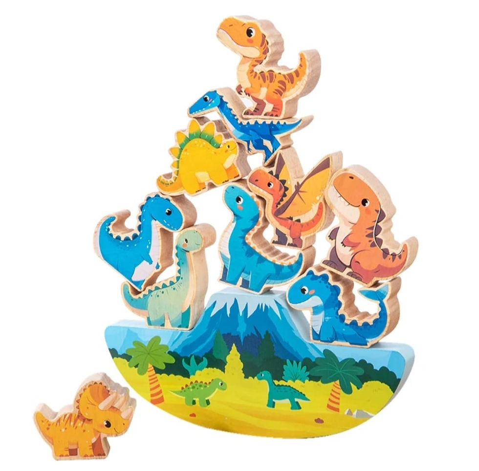 Miniatura: 🦕 Juego de Equilibrio de Dinosaurios de Madera – Set Didáctico Montessori