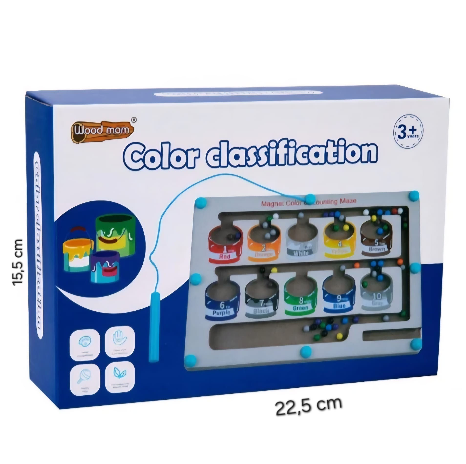 🧲 Laberinto Magnético de Madera – Clasificación de Colores y Conteo