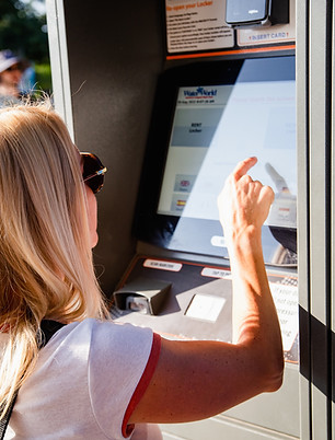 Girl using kiosk