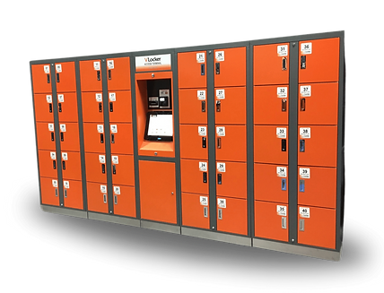 Modern electronic smart lockers by VLocker, featuring secure, user-friendly storage solutions with digital access for various industries, including entertainment and public spaces.