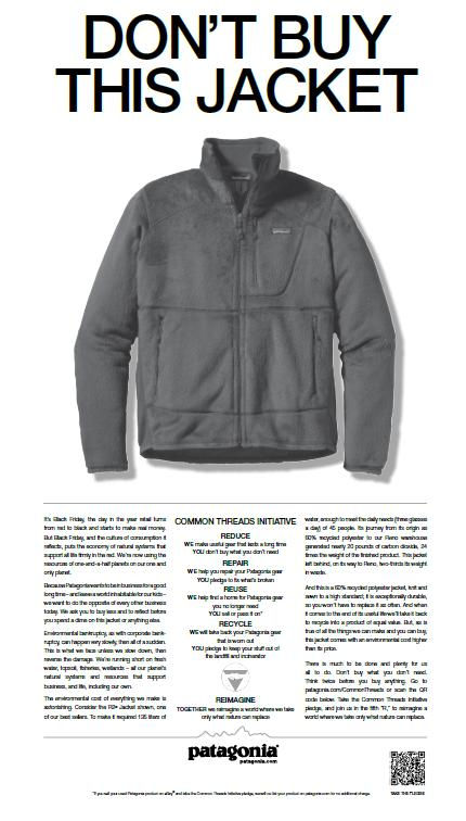Imagen: Campaña de Patagonia para el Black Friday (25 de noviembre de 2011)