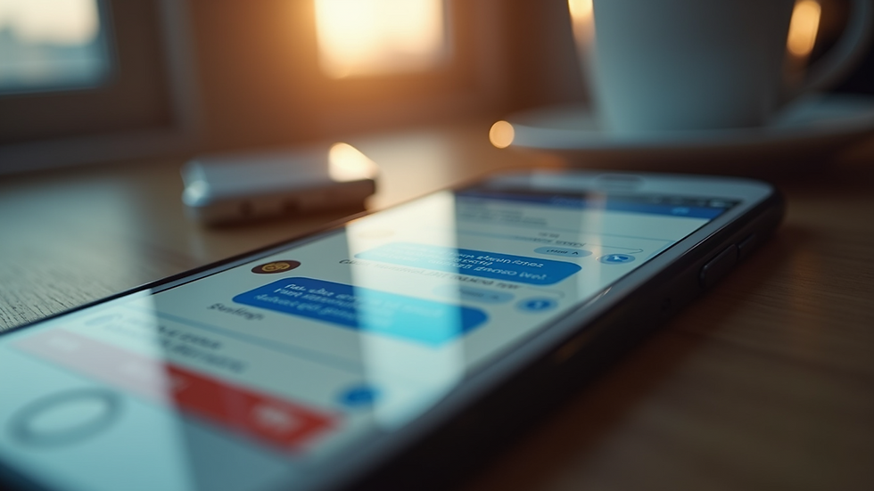 Close-up view of a smartphone screen showing a live chat conversation