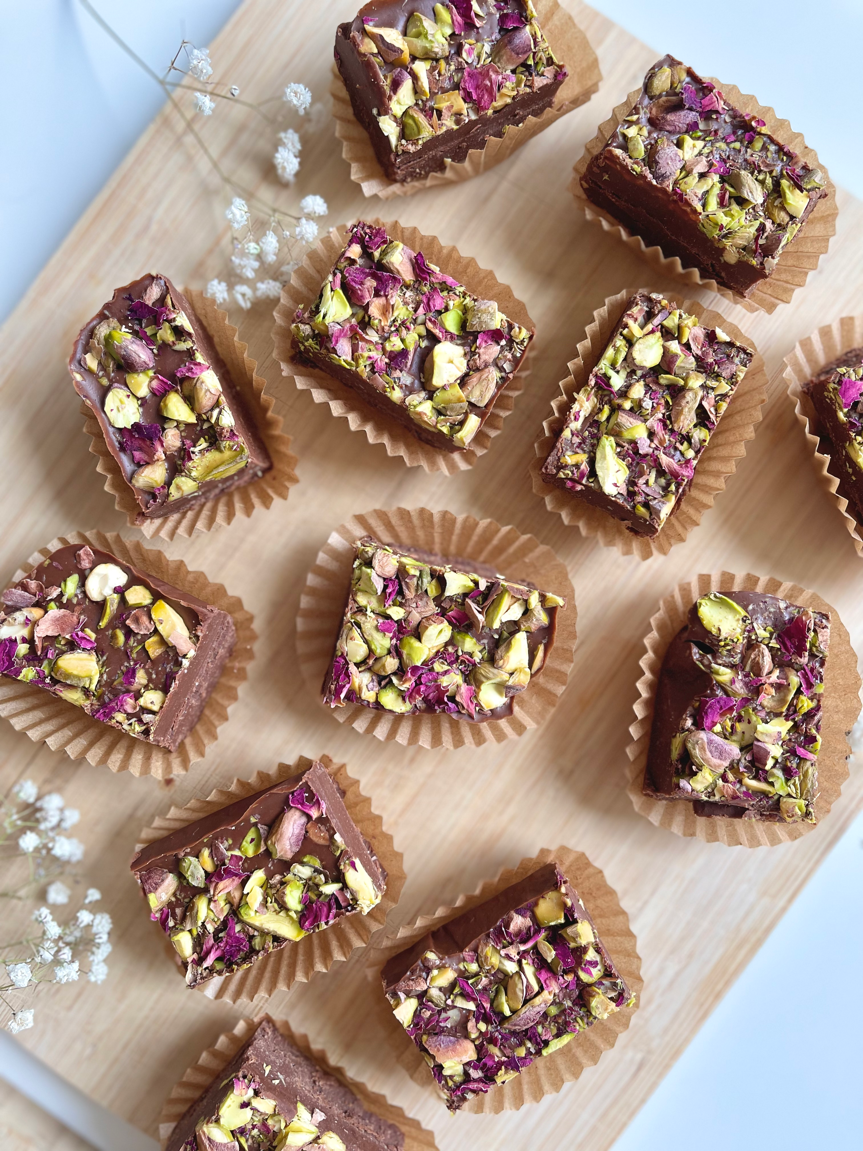 Pistachio Tahini Chocolate Fudge