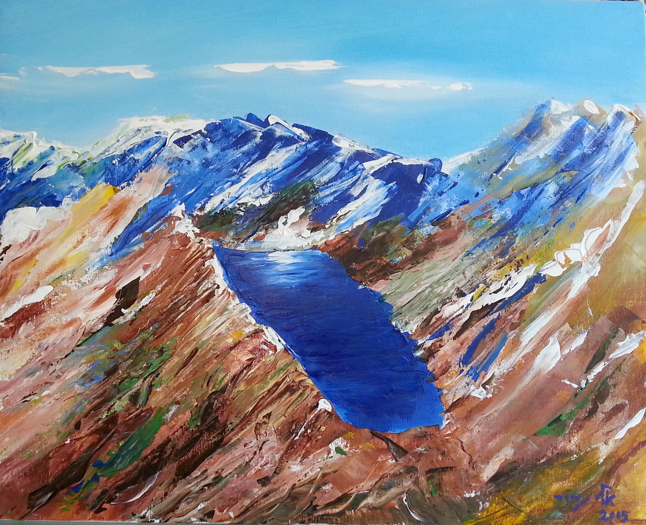Twilight glow above dark mountains,