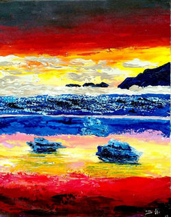 Twilight glow above dark mountains,