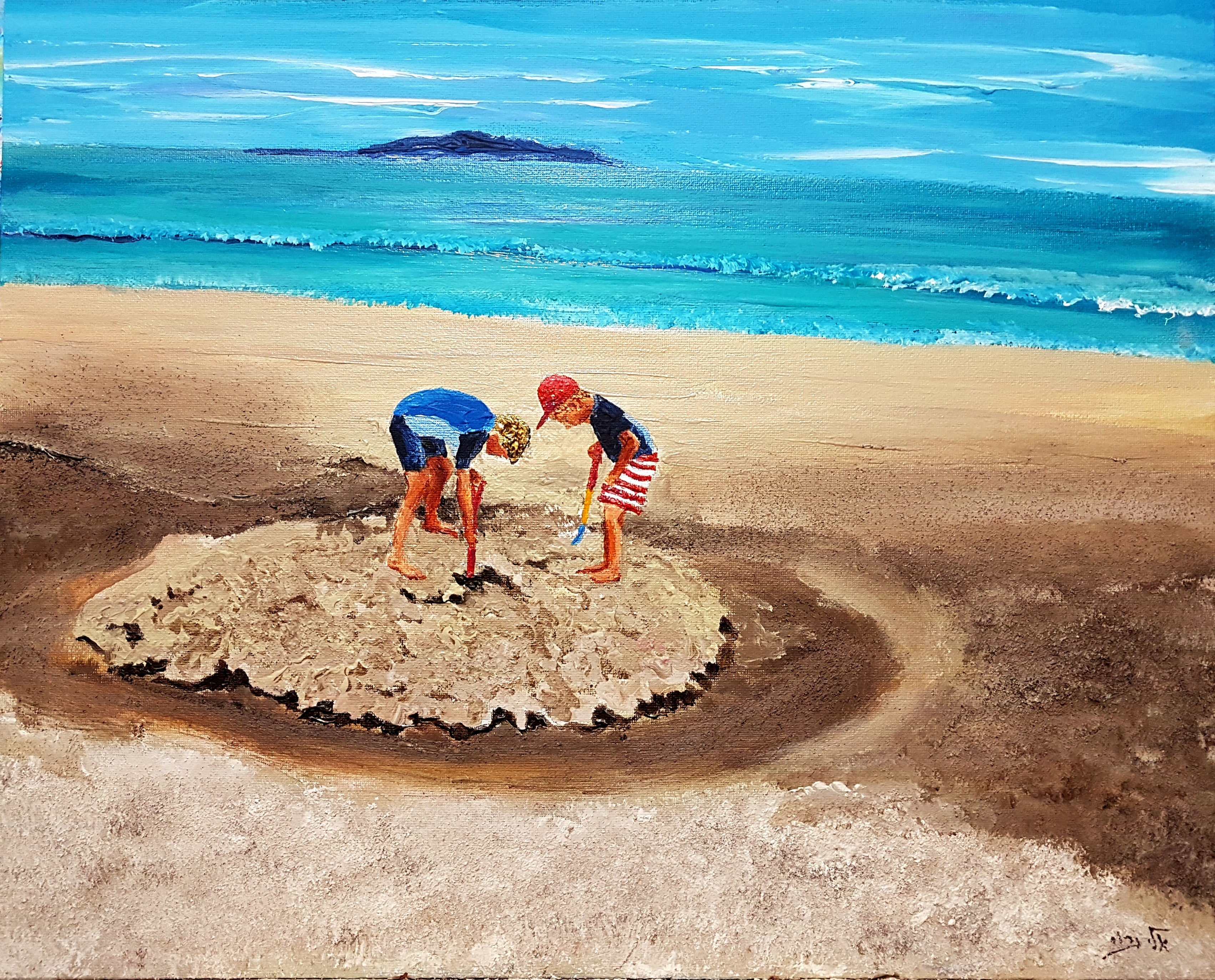 The sea surges up with laughter, and pale gleams the smile of the sea-beach (Acrylic)