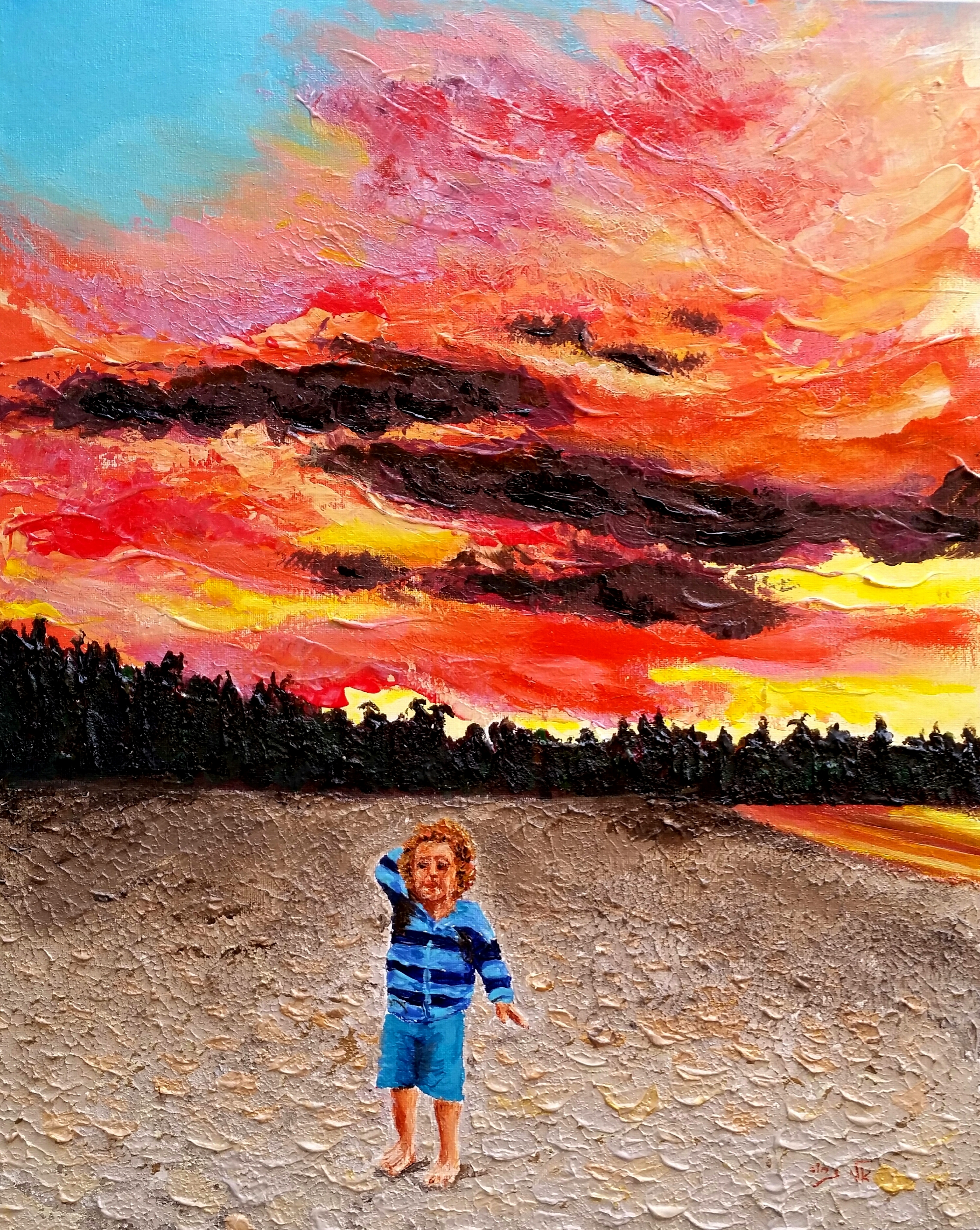 Clouds and colors blend at sunset - Acrylic
