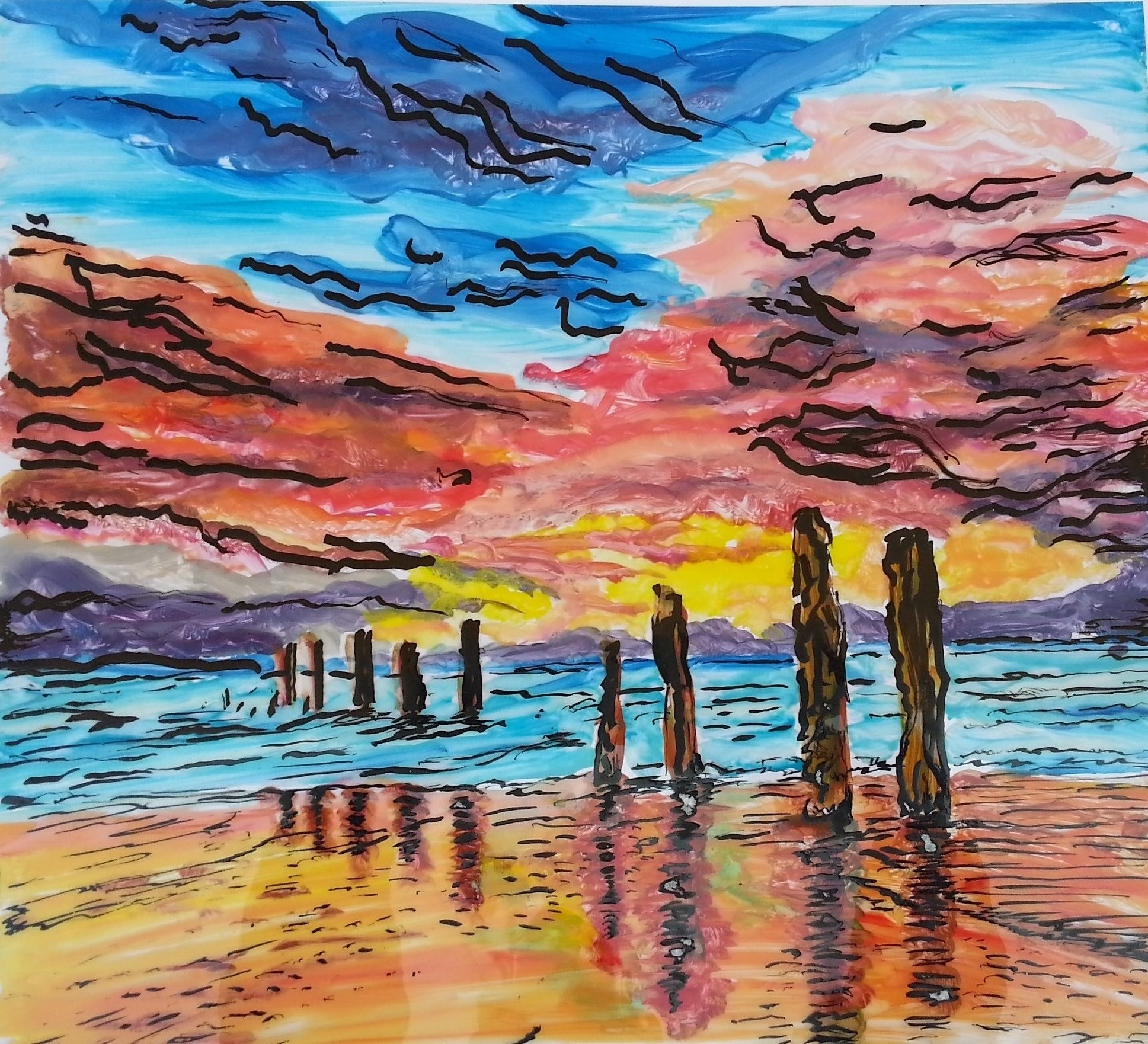 Sunrise mix media
